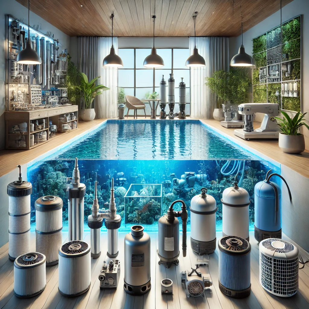 alberca con productos para agua